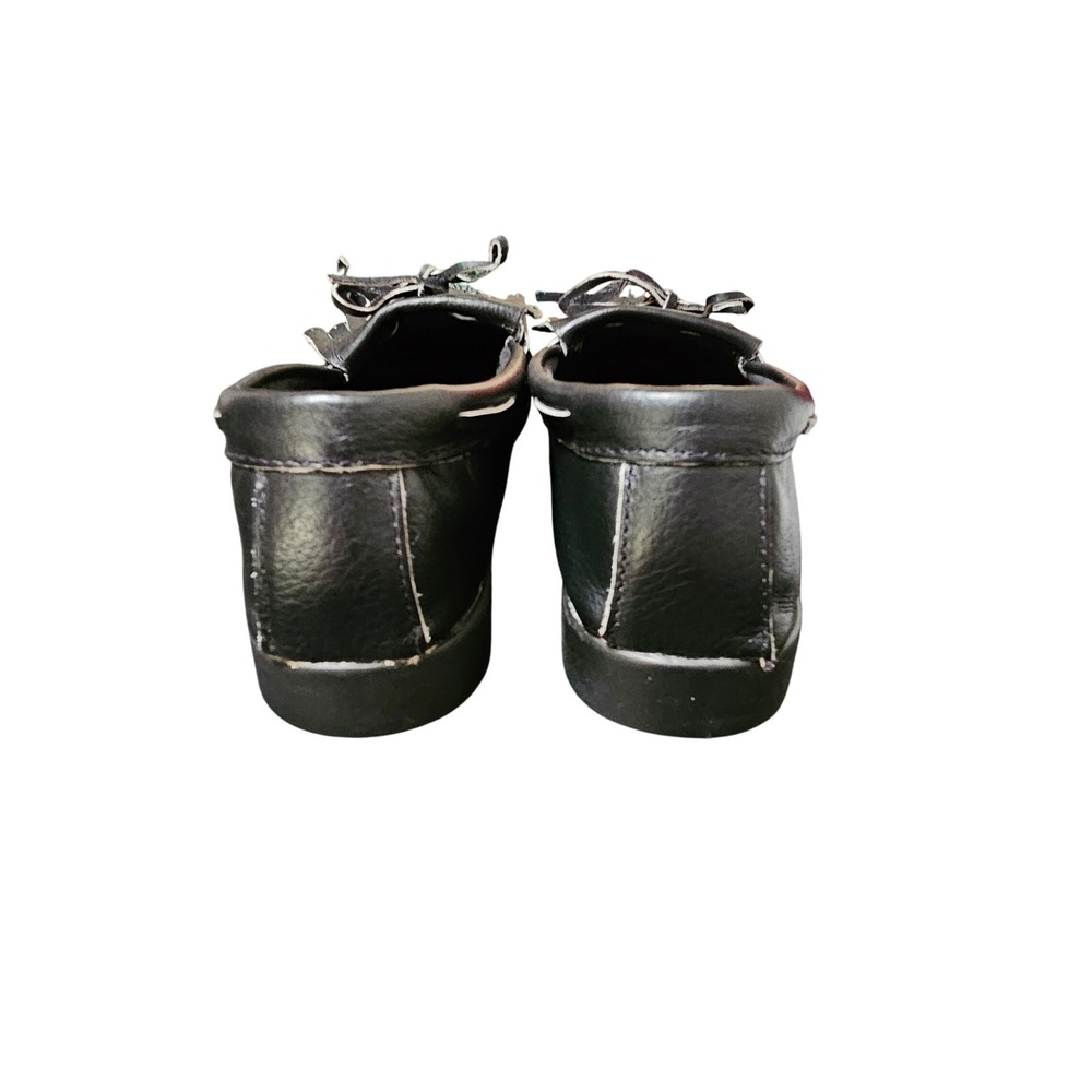 Minnetonka Moccasins‎ Black Leather Studded Fringe Loafers Women Size 9 USA Made - Picture 4 of 9